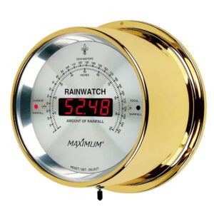 Polished Brass Maximum Rainwatch Digital Rain Collector with Silver Face